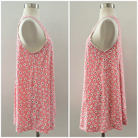 Kate Spade Floral Print Chemise Nightgown Sleep Dress Cotton Modal Pink Large - Picture 7 of 10